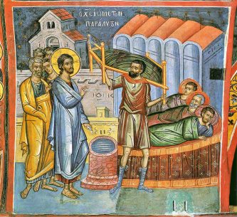Healing the paralytic at Bethesda, fresco